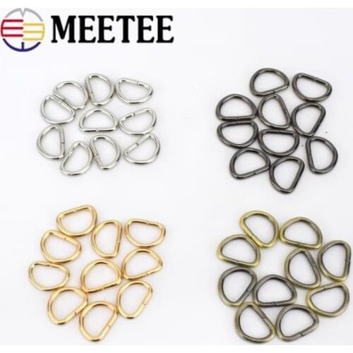 Meetee 100/300/500pcs 10mm D Ring Buckles Metal Opening Dog Collar Chain Webbing Ring Buckles DIY Bag Hardware Accessories BF073
