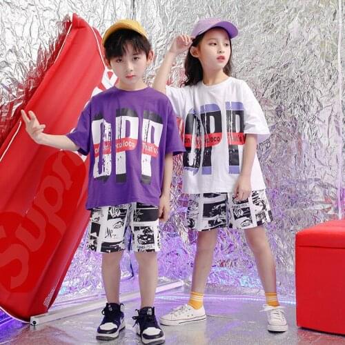 Ropa Hip Hop Mujer Loose Shirt Tops Comic Shorts Jazz Costumes For Girls Kids Ballroom Dancing Performance Clothes Cool Outfit