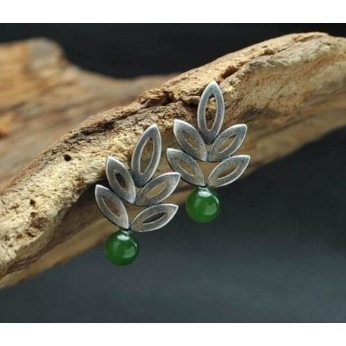 Wholesale Vintage Hollow Leaf Earrings Natural Round Ear Stud Earrings for Women Fall Jewelry Gift for Her Hollow Branch Earring
