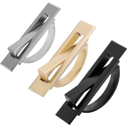 Hidden Door Handles Zinc Alloy Recessed Flush Pull Cover Floor Cabinet Handle Bright Chrome Dark Furniture Hardware