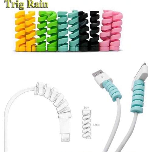 Spiral Cable protector Data Line Silicone Bobbin winder Protective For iphone Samsung Android USB Charging earphone Case Cover