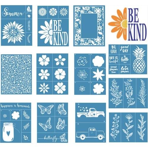 Flower Words Self-Adhesive Silk Screen Printing Stencil Reusable Sign Mesh Transfers for DIY Pillow T-Shirts Home Decor