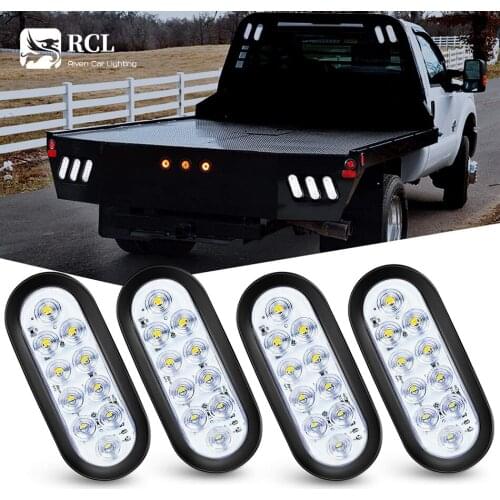 Trailer Tail Lighting Stop Brake Turn Trailer White Led Lights 4PCS 6 Inch 10 Led with Flush Mount Grommets Plugs for RV Truck