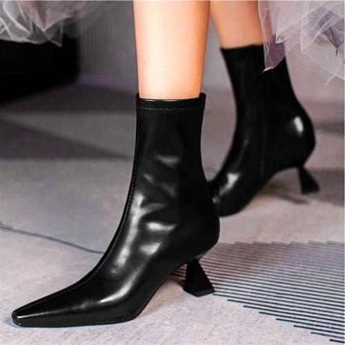 Elegant Punk Goth Womens Ankle Boots Sexy Kitten Heel Pointy Toe Party Pumps Shoes 34 35 36 37 38 39 40