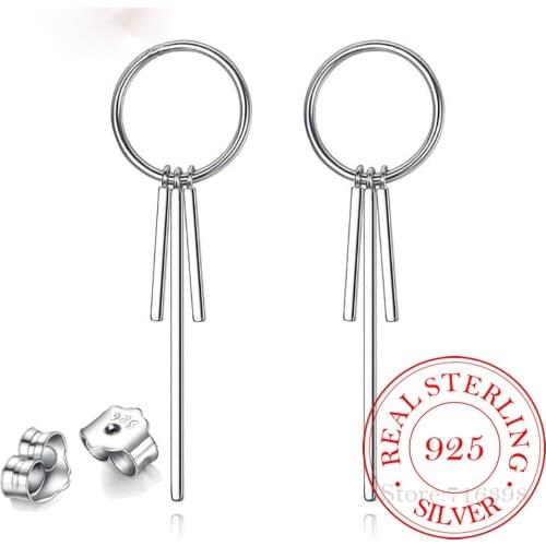 925 Sterling Silver Light Luxury Long Tassel Stud Earrings Female Temperament Love Circle Gorgeous Handmade Jewelry Gift