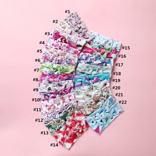1PC Floral Nylon Baby Headband Print Hair Bows For Kids Wide Nylon Head Bands Baby Turban Hair Accessories For Girls 22 Colors