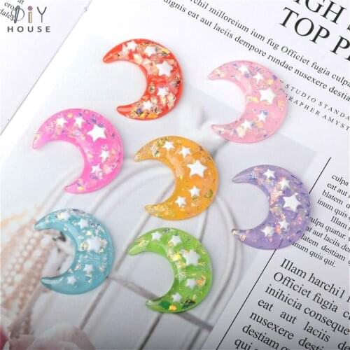 10/20Pcs Glitter Stars Moon Flatback Planar Resin Color DIY Craft Supplies Basteln Phone Shell Decor Hair Accessories Material
