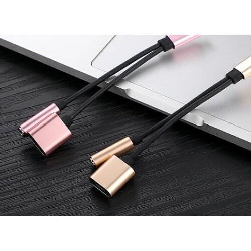 2 in 1 Audio Cable Charger Adapter Splitter For iPhone 7 7 Plus 8 X Charging and 3.5mm Jack AUX Music Headphone Earphone