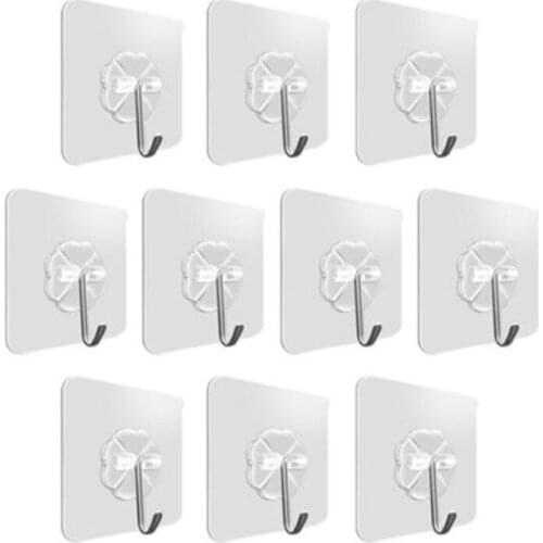 20Pcs Hooks Transparent Strong Self Adhesive Door Wall Hangers Hooks Suction Heavy Load Rack Cup Sucker for Kitchen Bathroom