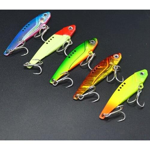 5PCS Fish Metal Vibe Vib Lure Minnow Rattlin fishing Fly Swing hook lure baits 12g