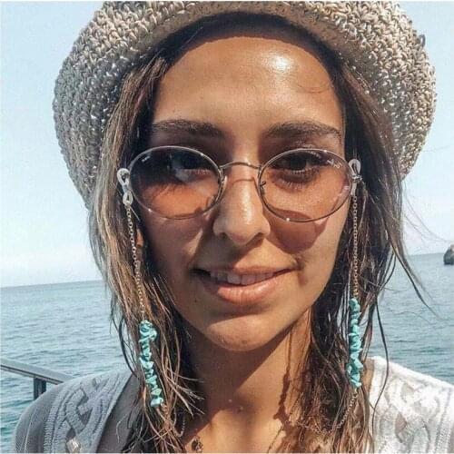 Eyeglasses chain blue stone charm metal chain gold color plated silicone loops sunglasses accessory women gift