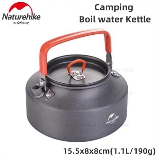 Naturehike Outdoor Camping Cookware Kettle Hiking 1.1L Ultralight Portable Picnic Pot Camping Equipment Boil Hot Water Kettle