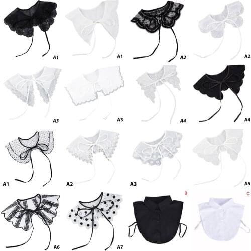 Black White Lace Fake Collar Cloud Shoulder False Doll Collar Shirt Detachable Collar Necklace Shawl Women Clothes Accessories
