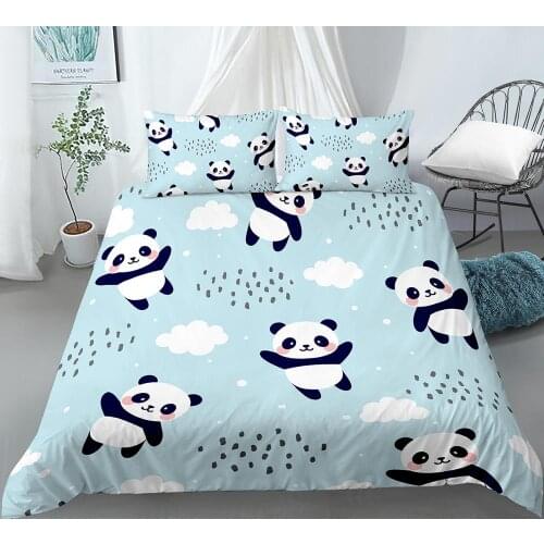 Panda Dog Sloth Bedding Set Cartoon for Kids Duvet Cover 2/3-Piece Bed Cover Set Queen Cute Cartoon Animal Bedspreads