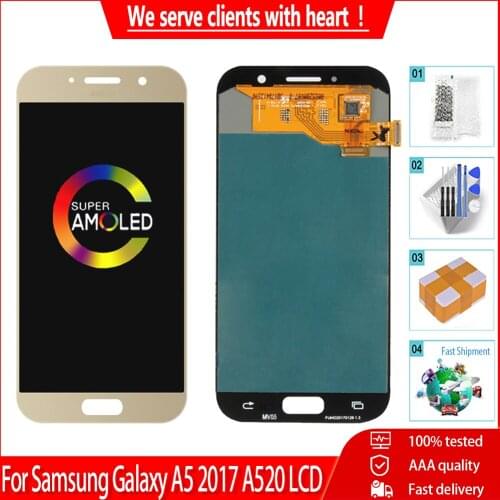 AMOLED For Samsung Galaxy A5 2017 A520 SM-520F A520M LCD Display With Touch Screen Digitizer Assembly Replacement Parts