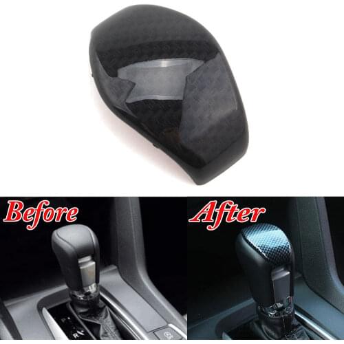 For Honda Civic 2016 2017 2018 1pc ABS Carbon Fiber Color A/T Gear Shift Knob Head Grip Cover Trim Bezel Decorative Accessories