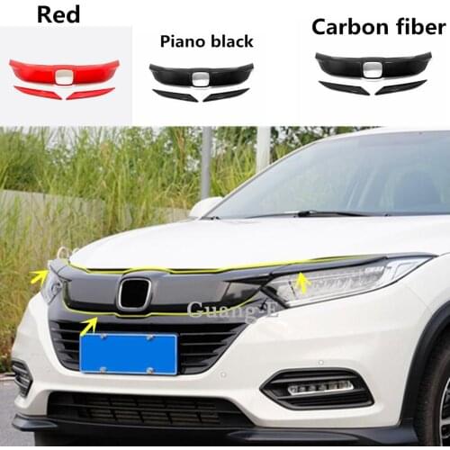 For Honda HRV HR-V Vezel 2019 2020 Car Body Bumper Engine ABS Trim Front Racing Grid Grill Grille Frame Part 3pcs