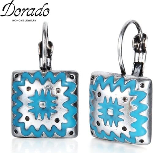 Enamel Square Drop Earrings For Women Irregular Retro New Alloy Female Dangle Hanging Earring Vintage Ear Jewelry Brincos