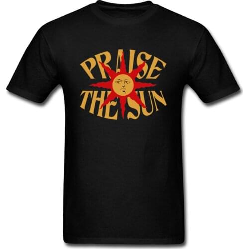Praise The Sun T-shirt Men Black Tshirt Dark Souls 3 Game T Shirt Sunset Starry Sky Painting Tees Cotton Father Oversized Tops L