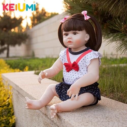 KEIUMI New Arrival 23 Inch Silicone Reborn Baby Dolls Handmade Full Silicone Body Reborn Bebe Toys For Children Birthday Gifts