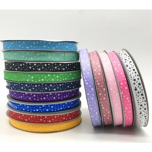 5 Yards/lot 5/8'' (15mm) Printing Star Grosgrain Ribbon Hair Bow Party Christmas Wedding Decoration DIY Sewing Craft