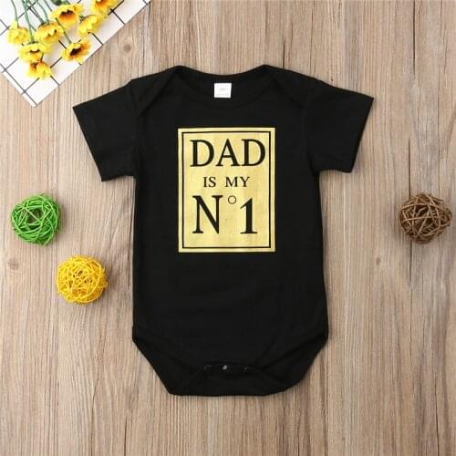 DAD IS MY NO.1 Cute Newborn Baby Boy Girl Summer Bodysuit Jumpsuit Outfits Clothes 0-24M