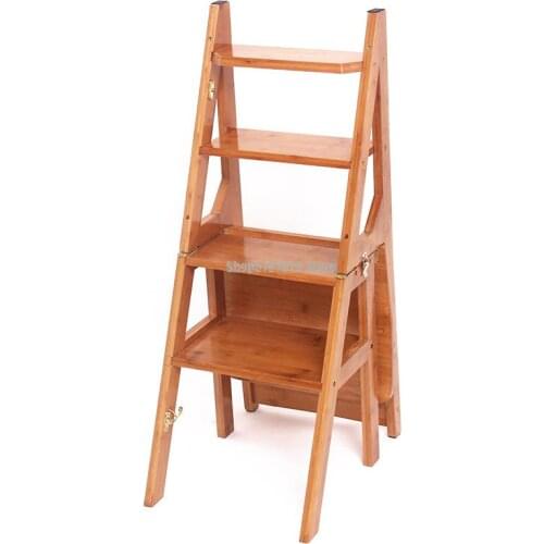 Pine Family Stair Chair Herringbone Ladder Solid Wood Folding Ladder Multi Function Stair Stool Four Story Climbing Ladder Chair