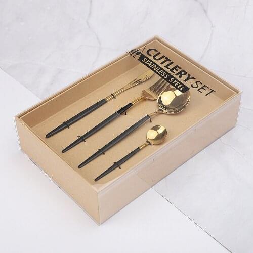 Black Gold Cutlery Set Stainless Steel Dinnerware Set Kitchen Utensils Spoons Forks Knives Flatware Eco-Friendly Dropshipping