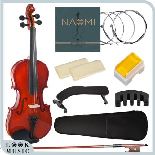 NAOMI 1/8 Violin Set Fiddle Eighth Size for Kids Beginners Students w Hard Case Rosin Shoulder Rest Bow and Extra Strings Mute