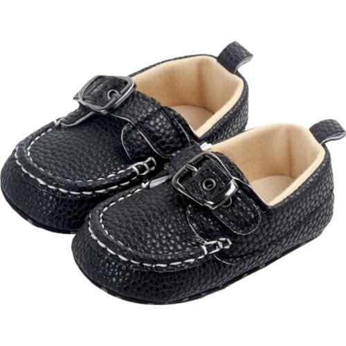 Baby Boy Toddler Infant First Walkers Spring Solid Pattern Soft Sole Non-Slip PU Casual Shoes 2021