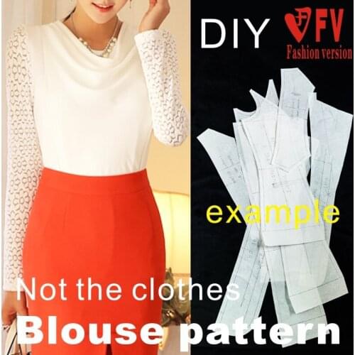 Clothing DIY pattern womens fashion stretch long-sleeved shirt pattern 1:1 sewing drawing BXS-31