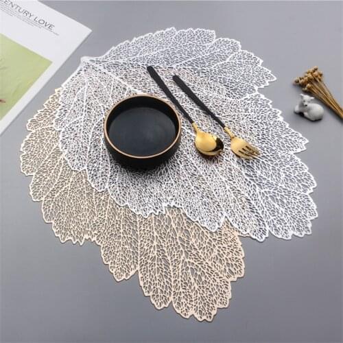 Creative Hollow PVC Leaf Placemat Western Placemats Home Decor Coaster Pads Insulation Cup Mat Tableware Mats Table Placemat