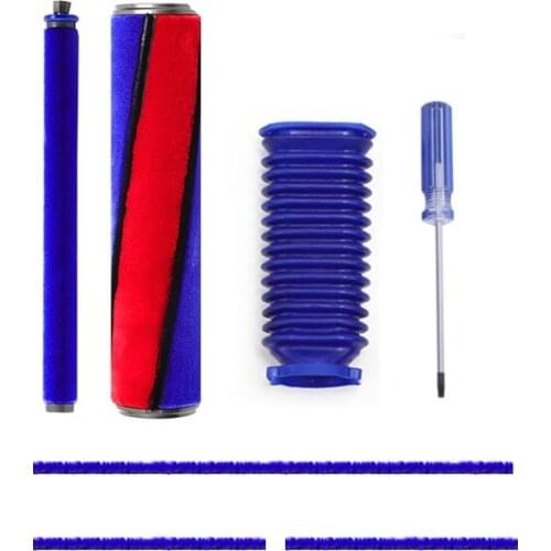 Plush Strips Soft Roller Brush Kit for Dyson V6 V7 V8 V10 V11 Vacuum Cleaner Soft Roller Head Replacement Parts