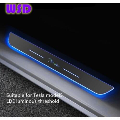 Suitable for tesla model3, luminous threshold bar, LED with light, welcome pedal, atmosphere light, modification accessories