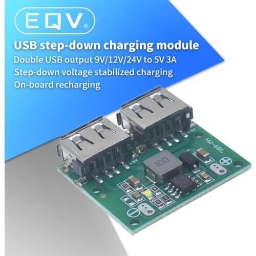 9V 12V 24V to 5V DC-DC Step Down Charger Power Module Dual USB Output Buck Voltage Board 3A Car Charge Charging Regulator 6-26V