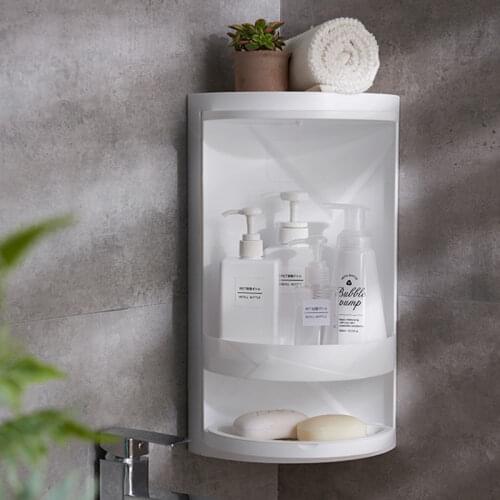 Rotatable Shelf Plastic Triangle Storage Rack Wall-absorbing Cosmetic Storage Box Free Punching Bathroom Accessories Shelf