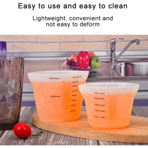 Clear Graduated Measuring Cup Pour Spout Silicone Mixing Cup Kitchen Tool