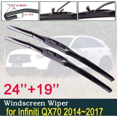 For Infiniti QX70 2014~2017 2015 2016 Car Wiper Blade Front Window Windscreen Windshield Wipers Car Accessories J Hook Type