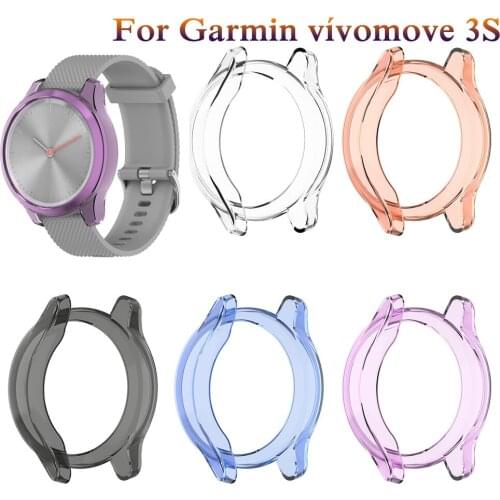 For Garmin vivomove 3S TPU Silicone Watch Case Cover fashion Bracelet Protectives Frames Shell Replacement Shockproof Clear Case
