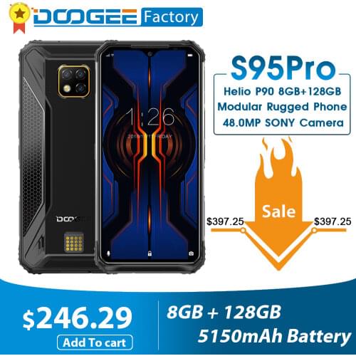 DOOGEE S95 Pro Modular Rugged Mobile Phone 8GB 128GB Helio P90 6.3 Inch Display 5150mAh Octa Core 48MP Camera Android 9