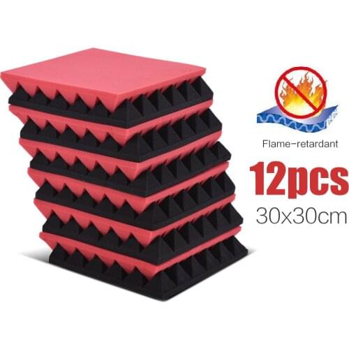 12 Pack Studio Acoustic Foams Sponge Panels Tiles Absorption Sound Insulation Foam Rhombus Flame-retardant High Density