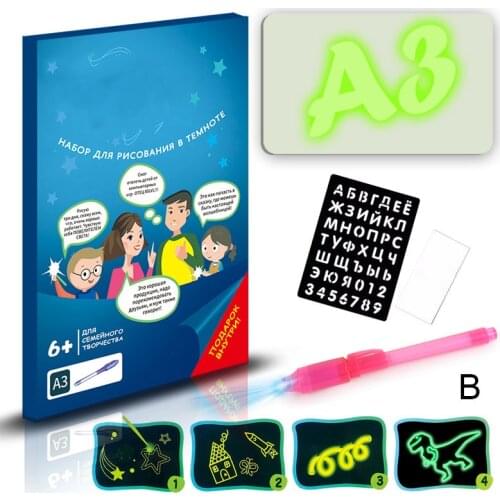 LED Light Up Drawing Kit Developing Toy Portable Draw Sketchpad Board for Kids UY8