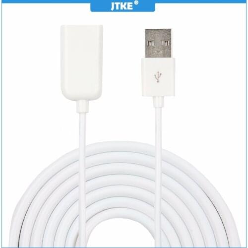 JTKE White Black PVC Metal USB 2.0 Male to Female Extension Adapter Extension Cable 0.5M Cable Cord 3Ft