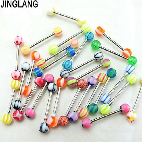 Mix Sale Fashion Nipple Rings Stainless Steel Barbell 50pc/lot Multicolor Acrylic Ball Breast Body Piercing Jewelry