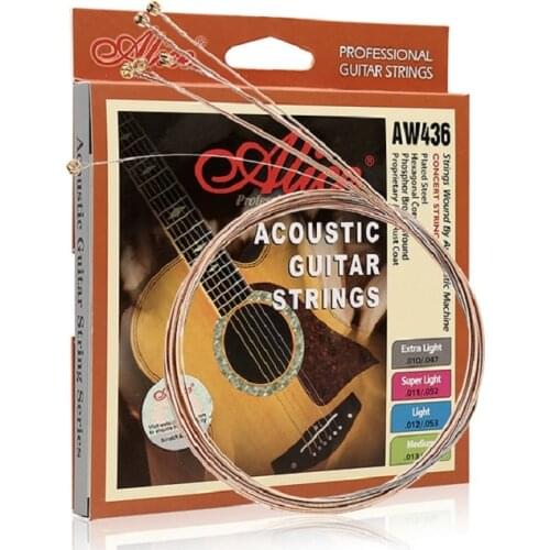 1 Set Alice AW436 010 011 012 mported Copper Core Coated Rust-proof Folk Acoustic Guitar Strings Phosphor Bronze Alloy Stri