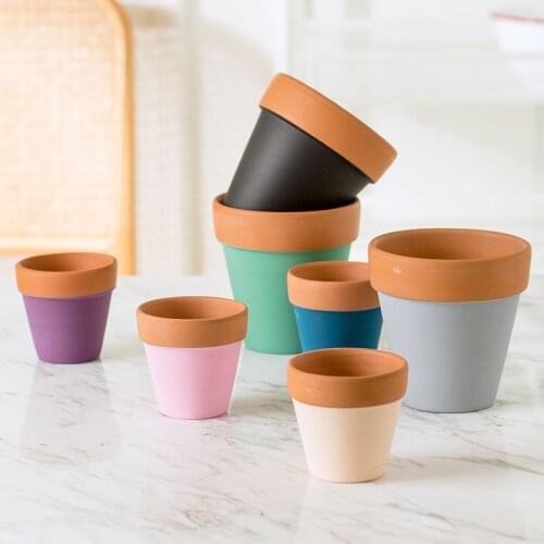 1pc Colorful Mini Glazed Ceramic Flower Pot Succulent Plant Pot Home Decoration Color Random