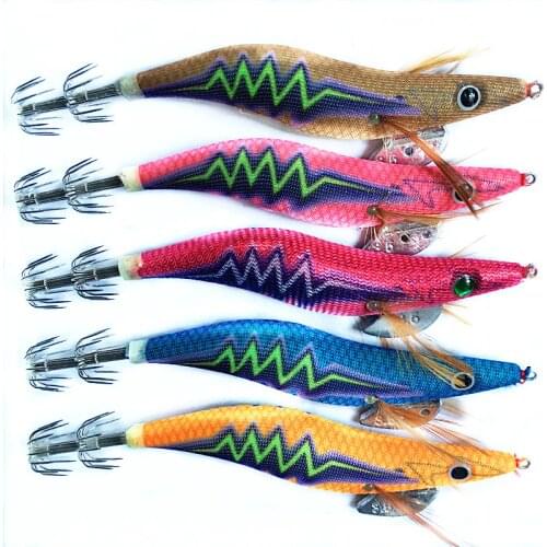 1Pcs Squid Jig Fishing Bait Colorful Squid Hook Lures Luminous 3.5# Nightlight Cuttlefish