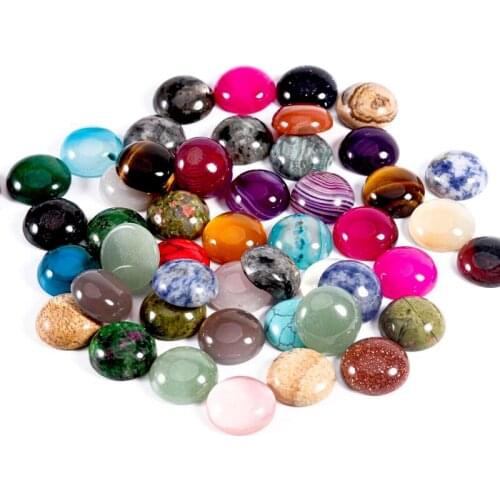 10pcs Natural Stone Cabochon Bead For DIY Ring Earring Bracelet Necklace Making Jewelry Finding Natural Mixed Stone Beads