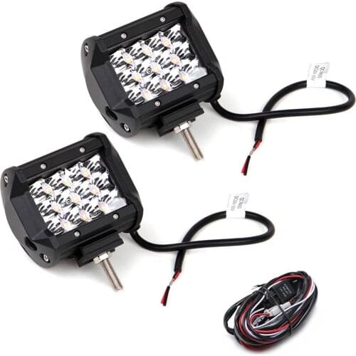 2Pcs ECAHAYAKU 4 inch Led Light Bar 36W White/Yellow Strobe with Wiring Harness for Offroad SUV 4X4 Trailer Trucks Drop Shipping