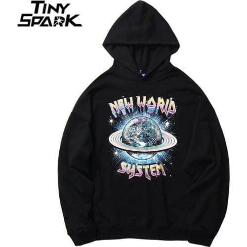 2020 Hip Hop Streetwear Hoodies Sweatshirt New World Print Men Harajuku Pullover Hoodie Cotton Autumn Loose Sweat Shirt Black